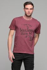 Κόκκινο μπορντό ανδρικό κοντομάνικο T-SHIRT με ξέβαμμα washed