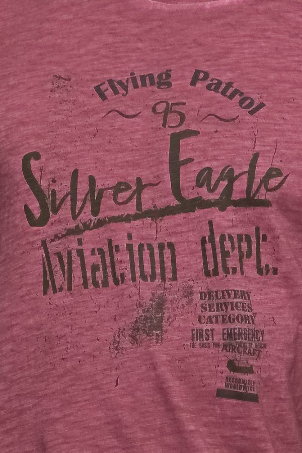 Κόκκινο μπορντό ανδρικό κοντομάνικο T-SHIRT με ξέβαμμα washed