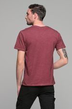 Κόκκινο μπορντό ανδρικό κοντομάνικο T-SHIRT με ξέβαμμα washed
