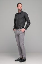 Μαύρο ανδρικό πουκάμισο με γκρι print – Slim Fit