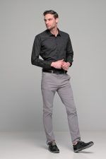 Μαύρο ανδρικό πουκάμισο με γκρι print – Slim Fit