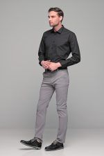 Μαύρο ανδρικό πουκάμισο με γκρι print – Slim Fit