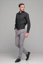 Μαύρο ανδρικό πουκάμισο με γκρι print – Slim Fit