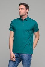 Ανδρικό πράσινο πετρόλ πόλο μπλουζάκι SW με μπλε πατιλέτα- Slim Fit