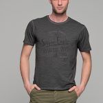 Μαύρο ανθρακί ανδρικό κοντομάνικο T-SHIRT με ξέβαμμα