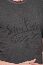 Μαύρο ανθρακί ανδρικό κοντομάνικο T-SHIRT με ξέβαμμα