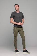 Μαύρο ανθρακί ανδρικό κοντομάνικο T-SHIRT με ξέβαμμα