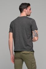 Μαύρο ανθρακί ανδρικό κοντομάνικο T-SHIRT με ξέβαμμα