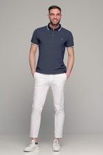 Πόλο ανδρικό μπλουζάκι μπλε  MS με κοντό μανίκι και κέντημα στο στήθος – Slim Fit - Image 6