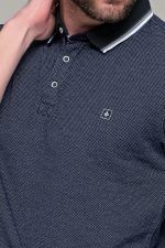 Πόλο ανδρικό μπλουζάκι μπλε  MS με κοντό μανίκι και κέντημα στο στήθος – Slim Fit - Image 2