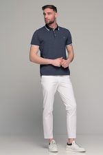 Πόλο ανδρικό μπλουζάκι μπλε  MS με κοντό μανίκι και κέντημα στο στήθος – Slim Fit - Image 8