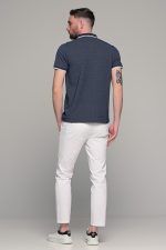 Πόλο ανδρικό μπλουζάκι μπλε  MS με κοντό μανίκι και κέντημα στο στήθος – Slim Fit - Image 9