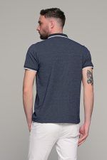 Πόλο ανδρικό μπλουζάκι μπλε  MS με κοντό μανίκι και κέντημα στο στήθος – Slim Fit - Image 5