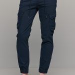 Cargo ανδρικό παντελόνι με τσέπες και λάστιχο μπλε σκούρο - Slim Fit