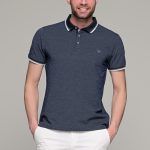 Πόλο ανδρικό μπλουζάκι μπλε  MS με κοντό μανίκι και κέντημα στο στήθος – Slim Fit
