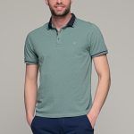 Πόλο ανδρικό μπλουζάκι πράσινο-μέντα MS με κοντό μανίκι και κέντημα στο στήθος – Slim Fit