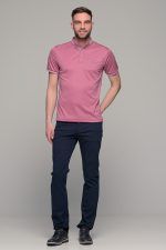 Πόλο ανδρικό μπλουζάκι ροζ-λιλά MS με κοντό μανίκι και σχέδιο στο γιακά – Slim Fit - Image 8