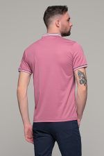 Πόλο ανδρικό μπλουζάκι ροζ-λιλά MS με κοντό μανίκι και σχέδιο στο γιακά – Slim Fit - Image 3