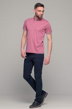 Πόλο ανδρικό μπλουζάκι ροζ-λιλά MS με κοντό μανίκι και σχέδιο στο γιακά – Slim Fit - Image 7