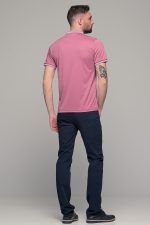 Πόλο ανδρικό μπλουζάκι ροζ-λιλά MS με κοντό μανίκι και σχέδιο στο γιακά – Slim Fit - Image 9