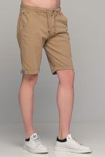 Ανδρική βερμούδα chino με ύφανση σε κάμελ χρώμα - Image 3