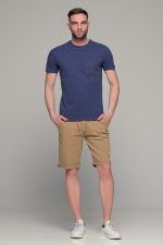 Ανδρική βερμούδα chino με ύφανση σε κάμελ χρώμα - Image 6