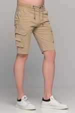 Ανδρική cargo βερμούδα massaro με τσέπες σε κάμελ χρώμα - Image 3