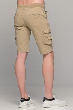 Ανδρική cargo βερμούδα massaro με τσέπες σε κάμελ χρώμα - Image 5