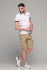 Ανδρική cargo βερμούδα massaro με τσέπες σε κάμελ χρώμα - Image 7