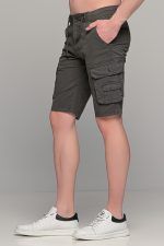 Ανδρική cargo βερμούδα massaro με τσέπες σε σκούρο χακί χρώμα - Image 4