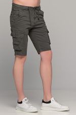 Ανδρική cargo βερμούδα massaro με τσέπες σε σκούρο χακί χρώμα - Image 3