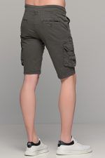 Ανδρική cargo βερμούδα massaro με τσέπες σε σκούρο χακί χρώμα - Image 5