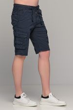 Ανδρική cargo βερμούδα massaro με τσέπες σε μπλε χρώμα - Image 3