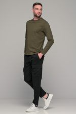 Πράσινη λαδί ανδρική μακρυμάνικη μπλούζα μονόχρωμη - Image 8