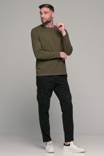 Πράσινη λαδί ανδρική μακρυμάνικη μπλούζα μονόχρωμη - Image 7