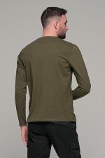 Πράσινη λαδί ανδρική μακρυμάνικη μπλούζα μονόχρωμη - Image 5