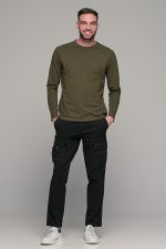 Πράσινη λαδί ανδρική μακρυμάνικη μπλούζα μονόχρωμη - Image 6