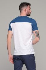 Λευκό ανδρικό κοντομάνικο T-SHIRT με μπλε σχέδιο στο στήθος - Image 5