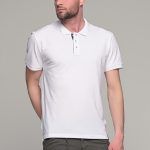 Λευκό ανδρικό πόλο μπλουζάκι MASSARO με μπλε πατιλέτα - Regular fit