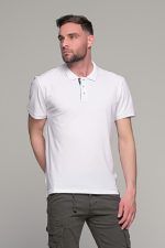 Λευκό ανδρικό πόλο μπλουζάκι MASSARO με μπλε πατιλέτα - Regular fit