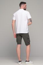 Λευκό ανδρικό πόλο μπλουζάκι MASSARO με μπλε πατιλέτα - Regular fit - Image 7