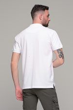 Λευκό ανδρικό πόλο μπλουζάκι MASSARO με μπλε πατιλέτα - Regular fit - Image 5