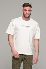 Oversized ανδρικό t-shirt λευκό με στάμπα "Don't waste culture" - Image 3