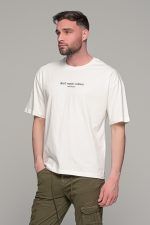 Oversized ανδρικό t-shirt λευκό με στάμπα "Don't waste culture"