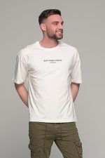 Oversized ανδρικό t-shirt λευκό με στάμπα "Don't waste culture" - Image 4
