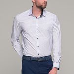 Λευκό ανδρικό πουκάμισο με μπλε λεπτομέρειες – Slim Fit