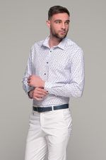 Λευκό ανδρικό πουκάμισο με μπορντό print – Slim Fit - Image 4