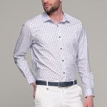 Λευκό ανδρικό πουκάμισο με μπορντό print – Slim Fit