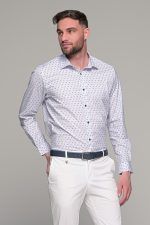Λευκό ανδρικό πουκάμισο με μπορντό print – Slim Fit
