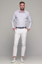 Λευκό ανδρικό πουκάμισο με μπορντό print – Slim Fit - Image 6